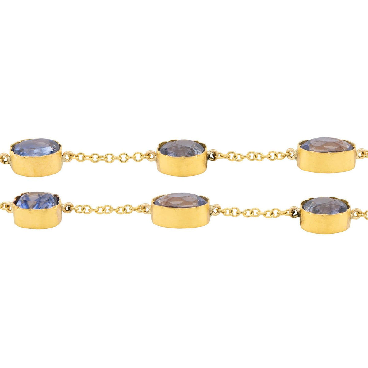 Victorian 15k GIA Ceylon Sapphire Riviera Necklace