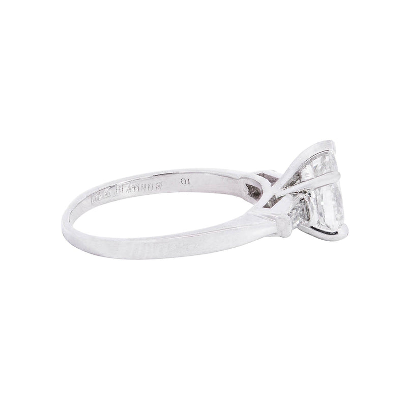Retro Platinum Pear Cut Diamond Engagement Ring 1.10ctw