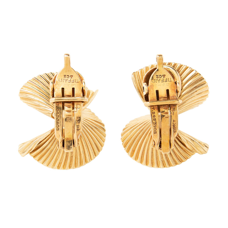 Tiffany & Co. Retro by George Schuler retro Swirl fan earrings in 14kt yellow gold