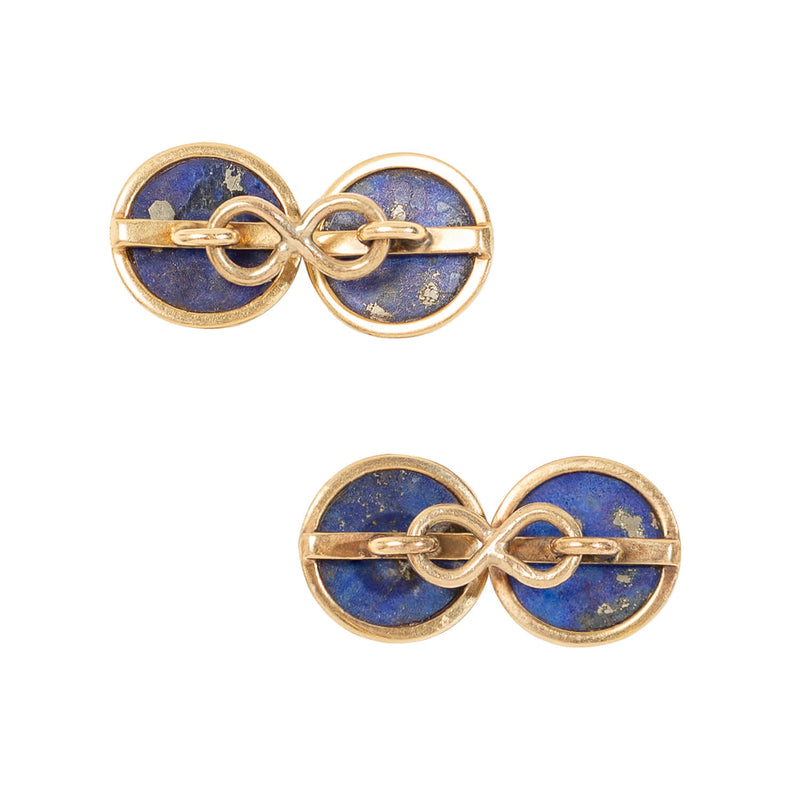Art Deco 18K Lapis Cabochon Cufflinks
