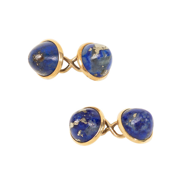 Art Deco 18K Lapis Cabochon Cufflinks