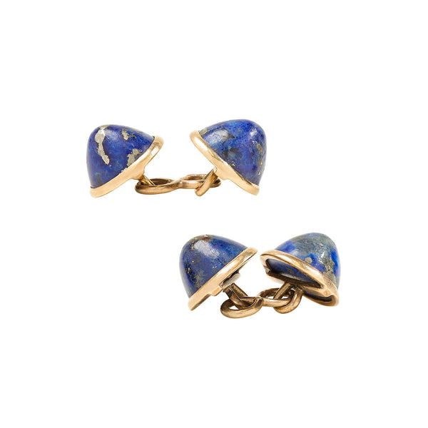 Art Deco 18K Lapis Cabochon Cufflinks
