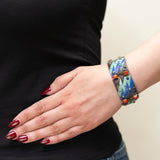 FHANER Art Deco Sterling Silver Enamel Braclet