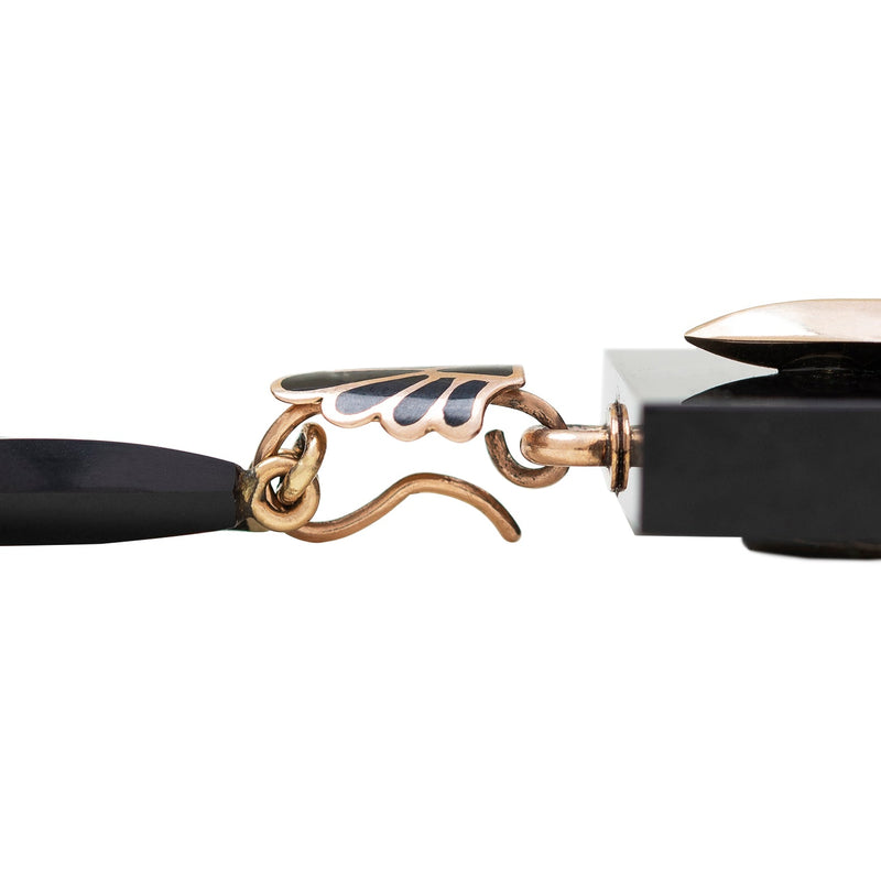 Victorian 10k Onyx Fluer De Lis Locket Necklace