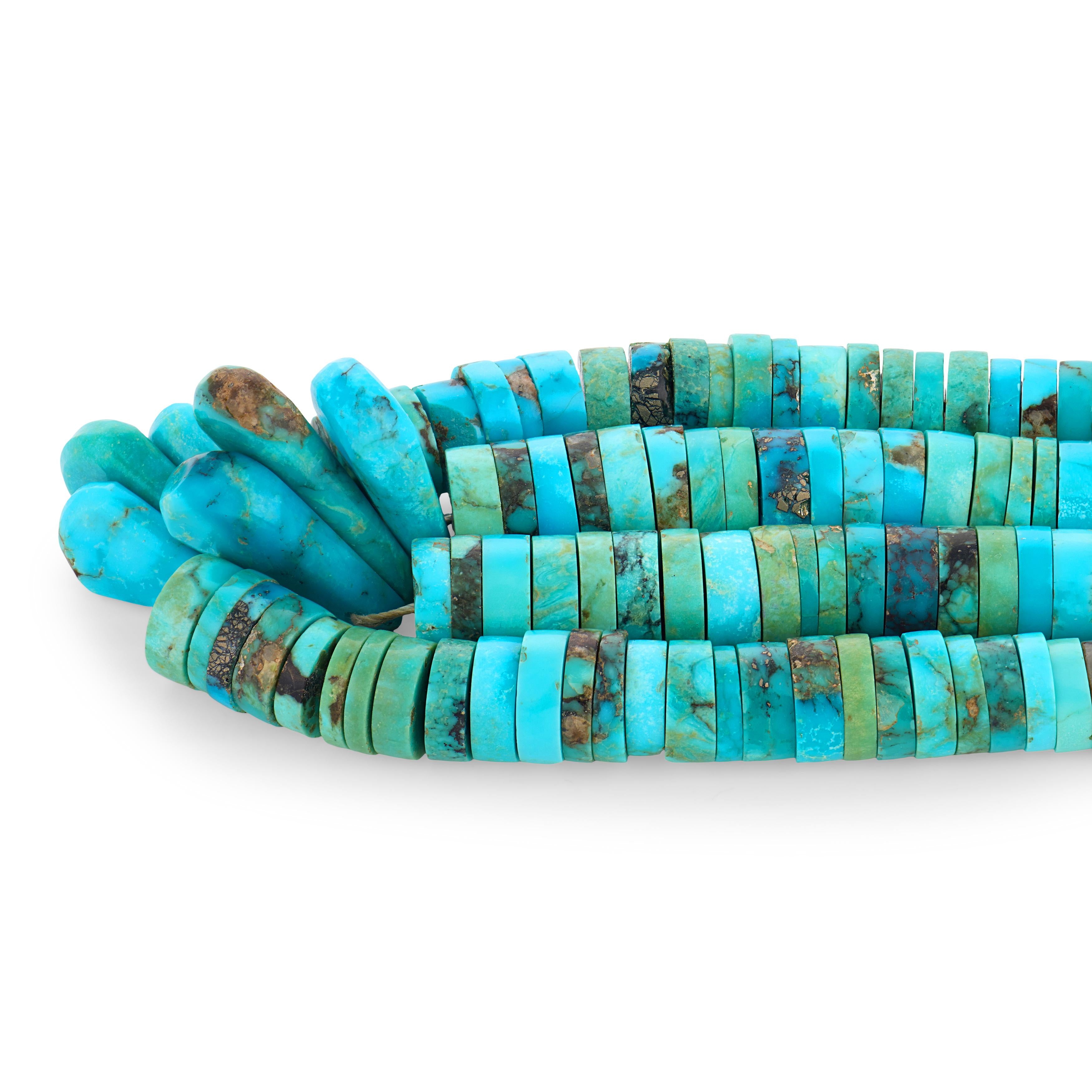 Vintage Sterling Silver Turquoise & Coral Heishi Bead Necklace