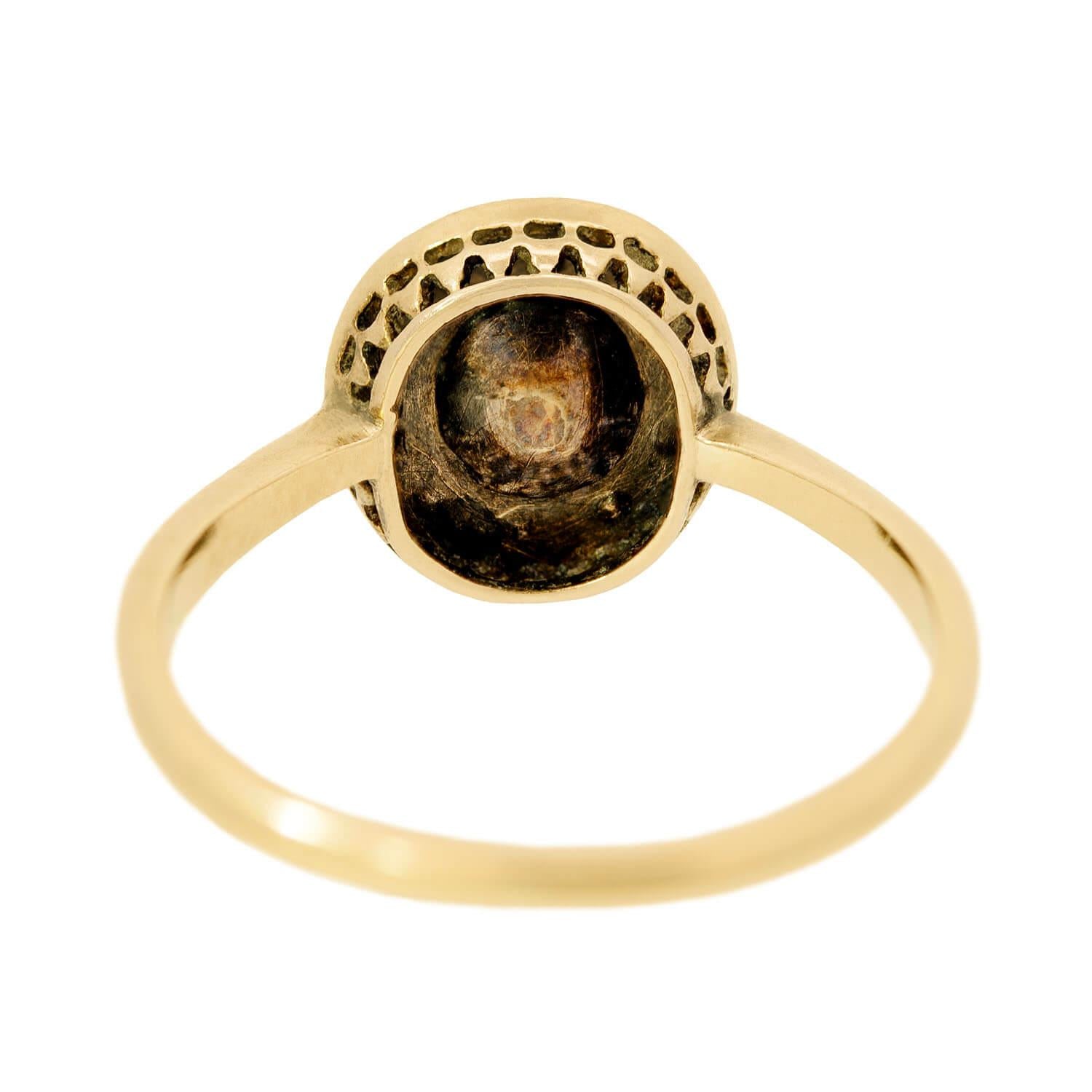Early Victorian 18k Turquoise and Diamond Cluster Ring