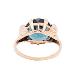 Estate 14k Blue Zircon + Diamond Engagement Ring 4.50ctw