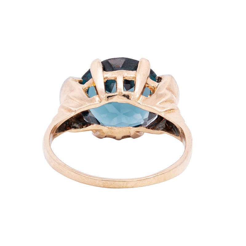 Estate 14k Blue Zircon + Diamond Engagement Ring 4.50ctw
