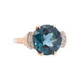 Estate 14k Blue Zircon + Diamond Engagement Ring 4.50ctw