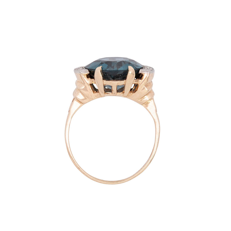 Estate 14k Blue Zircon + Diamond Engagement Ring 4.50ctw
