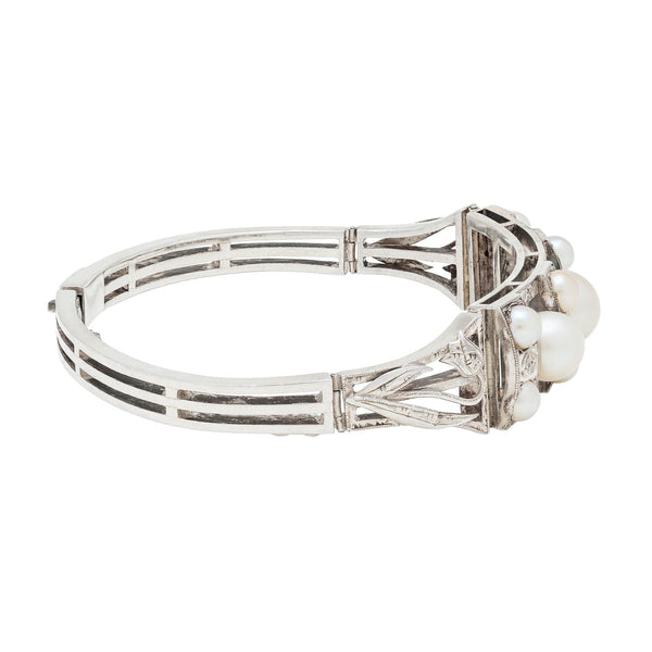 Art Nouveau Sterling Silver Pearl Bracelet