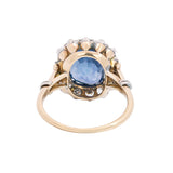 Edwardian 14k Platinum Diamond + Sapphire Ring 8ctw+ Center