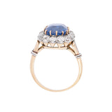 Edwardian 14k Platinum Diamond + Sapphire Ring 8ctw+ Center