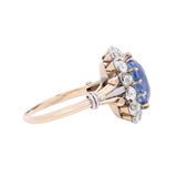 Edwardian 14k Platinum Diamond + Sapphire Ring 8ctw+ Center