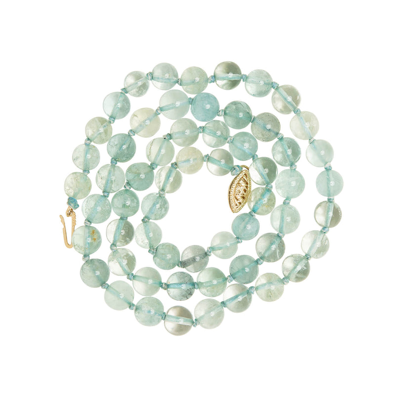 Vintage 14k Aquamarine Bead Necklace