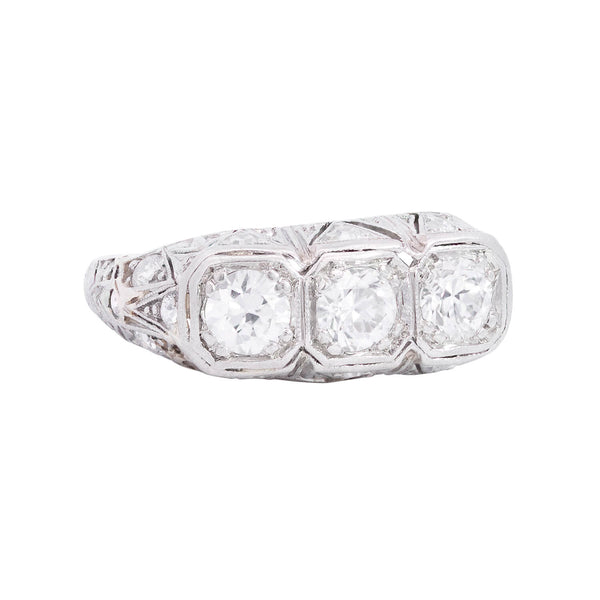 Art Deco Platinum Diamond Engagement Ring .65ctw