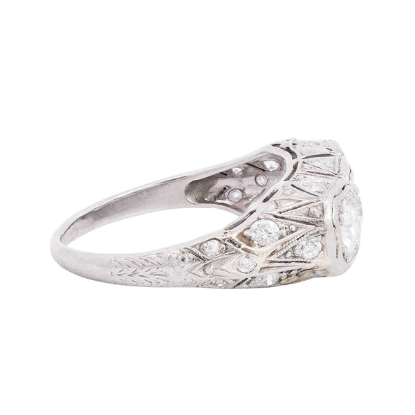 Art Deco Platinum Diamond Engagement Ring .65ctw