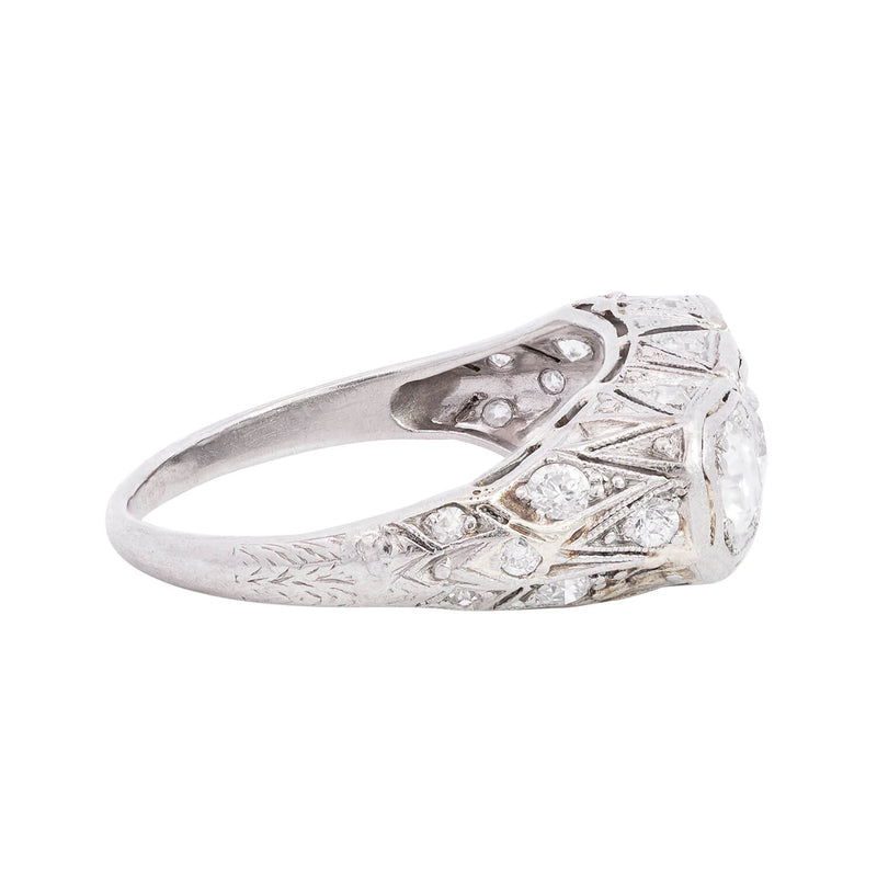 Art Deco Platinum Diamond Engagement Ring .65ctw