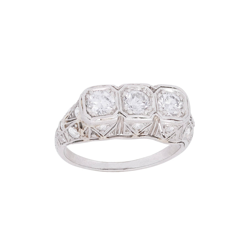 Art Deco Platinum Diamond Engagement Ring .65ctw