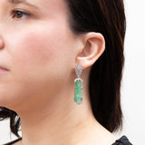 Art Deco Platinum Diamond and Jade Earrings
