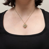 Victorian 14k Enamel + Diamond Heart Locket w/ Seed Pearl Chain