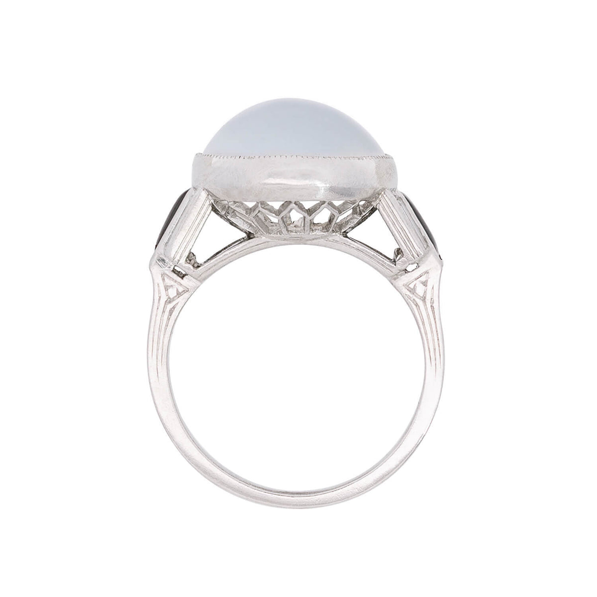 Art Deco Platinum Moonstone & Diamond Ring