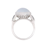 Art Deco Platinum Moonstone & Diamond Ring
