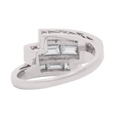 Retro Platinum and Baguette Diamond Bypass Ring