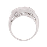 Retro Platinum and Baguette Diamond Bypass Ring