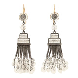Art Deco Sterling Silver Rock Quartz Crystal Chandelier Earrings