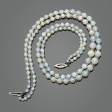 Art Deco Platinum Two Strand Graduated Opal Necklace