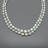 Art Deco Platinum Two Strand Graduated Opal Necklace