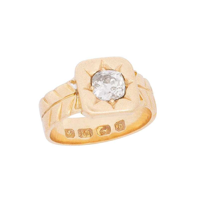 Victorian 18k French Diamond Ring .65ctw