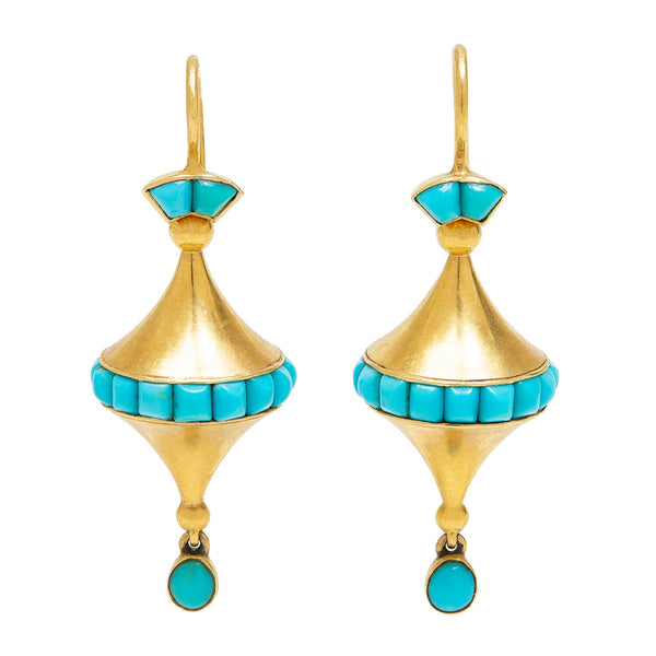 Victorian 18k Gold and Turquoise Earrings