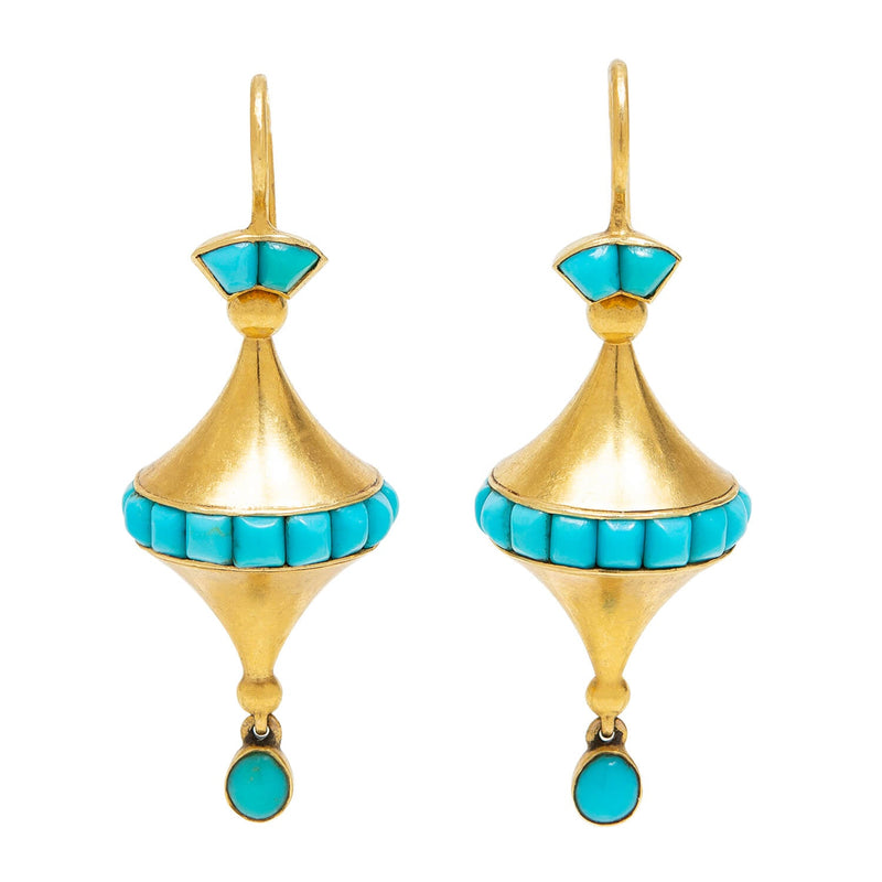 Victorian 18k Gold and Turquoise Earrings