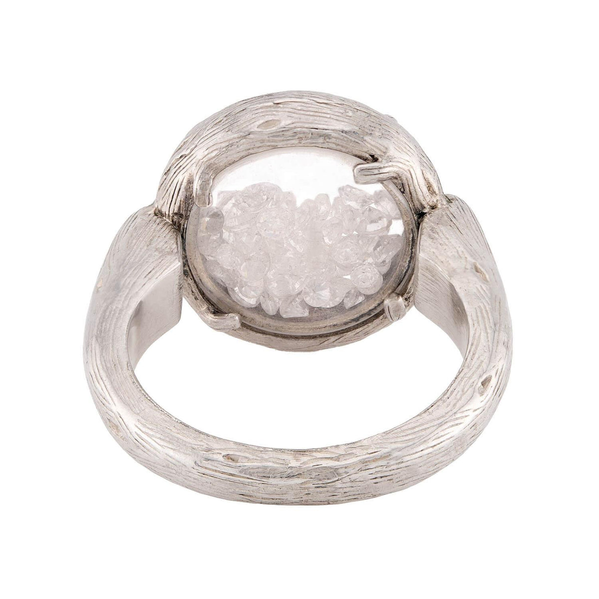 Estate Sterling Silver Diamond and Crystal Happy Ring