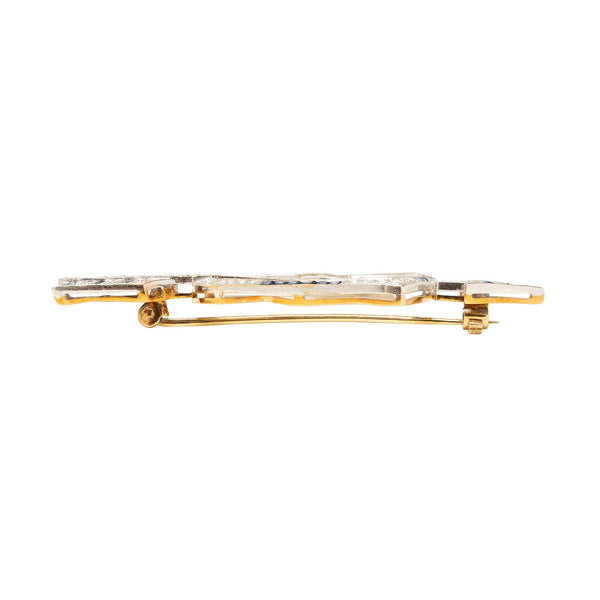 Art Deco 18k/Platinum Diamond Sapphire Heart and Arrow Pin