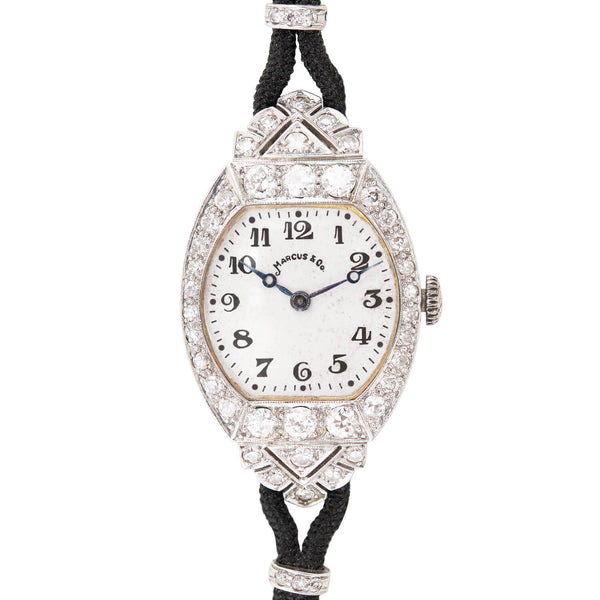 Marcus and Co. Art Deco Platinum Diamond Watch