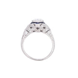 Edwardian Platinum Diamond and Sapphire Engagement Ring 1.39ctw