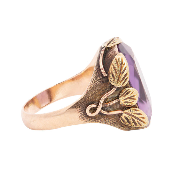 Art Nouveau 14k Amethyst Flower Motif Ring