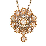 Victorian 15kt/Sterling Topped Diamond Starburst Pin/Pendant 3.50ctw
