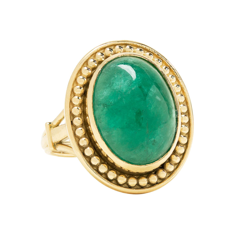 Retro 18K Emerald 8ctw Gold Ring