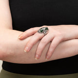 GEORGE JENSEN Retro Sterling Silver Green Agate Ring