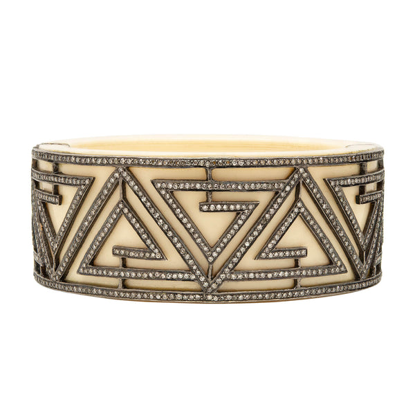 Estate 10k Bone + Diamond Bracelet