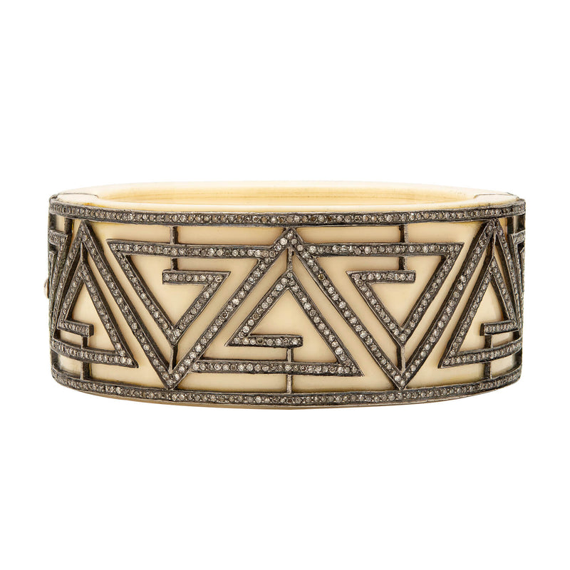 Estate 10k Bone + Diamond Bracelet