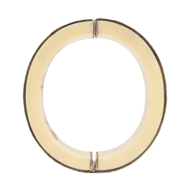 Estate 10k Bone + Diamond Bracelet