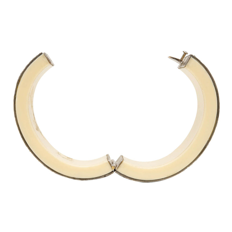 Estate 10k Bone + Diamond Bracelet