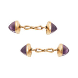 Edwardian 14k Bullet Cabochon Amethyst Cufflinks