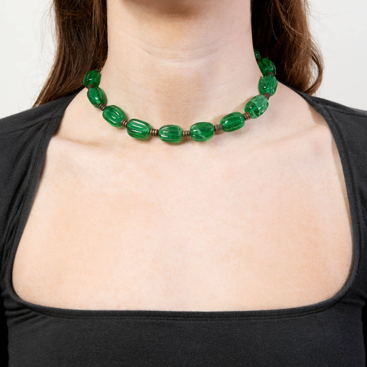 Art Deco Brass and Glass Bead Choker