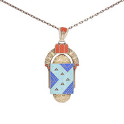 THEODOR FAHRNER-inspired Art Deco Sterling Silver and Enamel Pendant Necklace